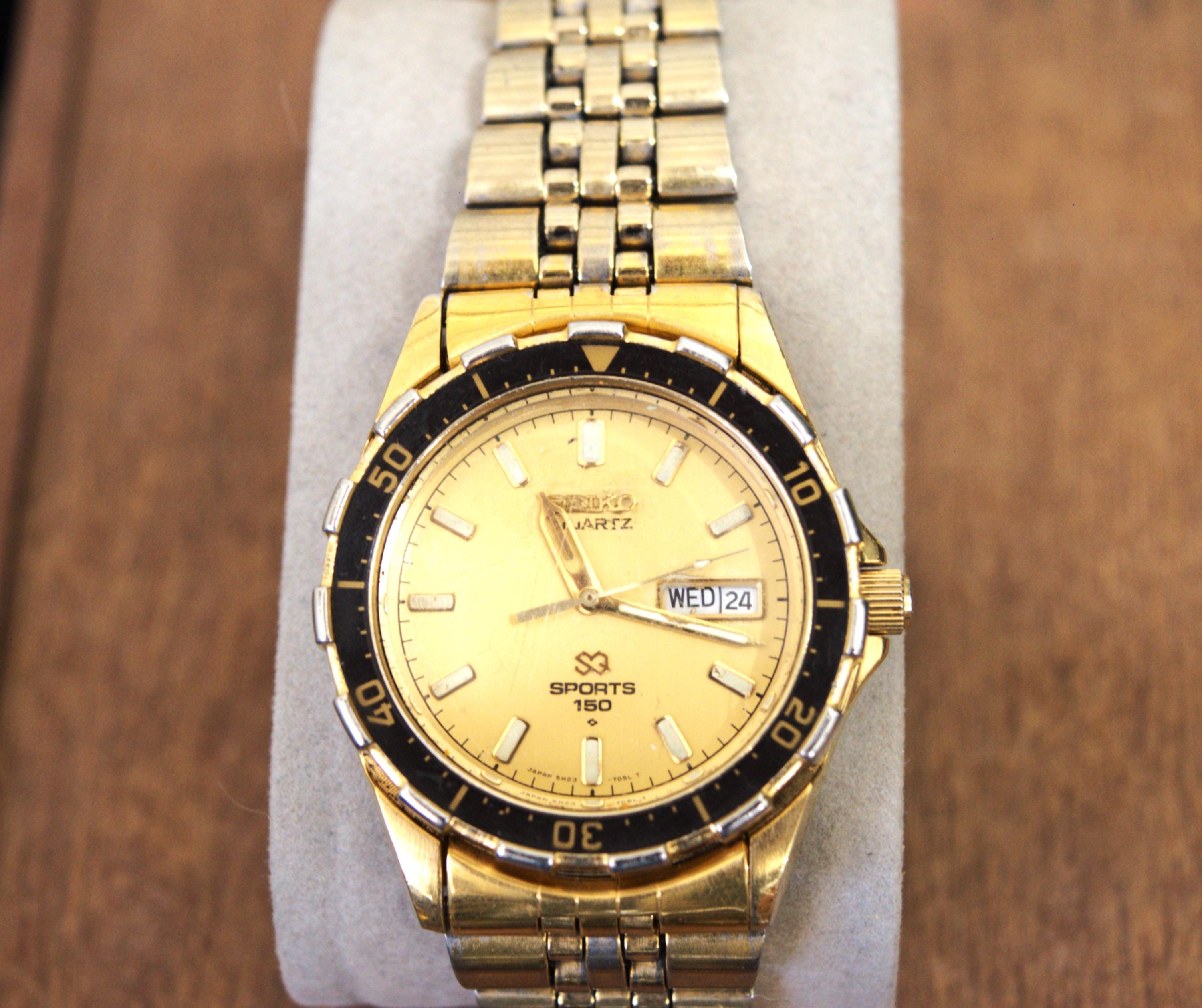 動作品　セイコー スポーツ 150 ゴールド SEIKO SPORTS 150 Seiko SQ Sports 150 Watch Men 42mm Analog Digital Diver Two