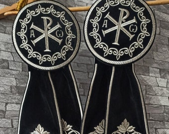 Fully embroidered orthodox priest candle ribbons. 2 pcs set. Gift for priest or bishop.