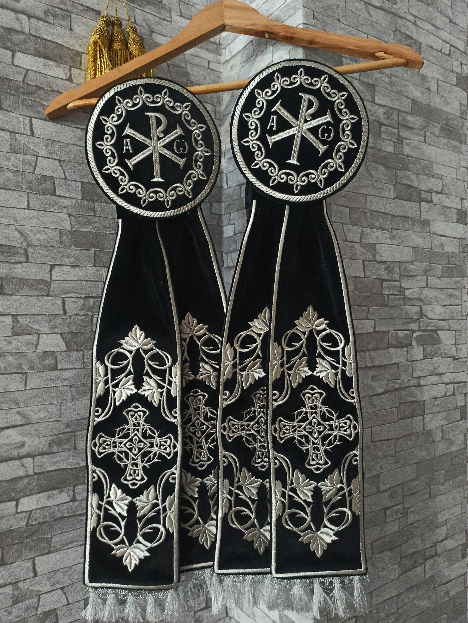 Fully Embroidered Orthodox Priest Candle Ribbons. 2 Pcs Set. Gift for ...
