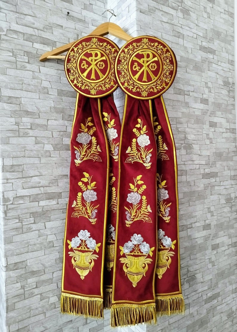 Fully Embroidered Orthodox Priest Candle Ribbons. 2 Pcs Set. Gift for ...