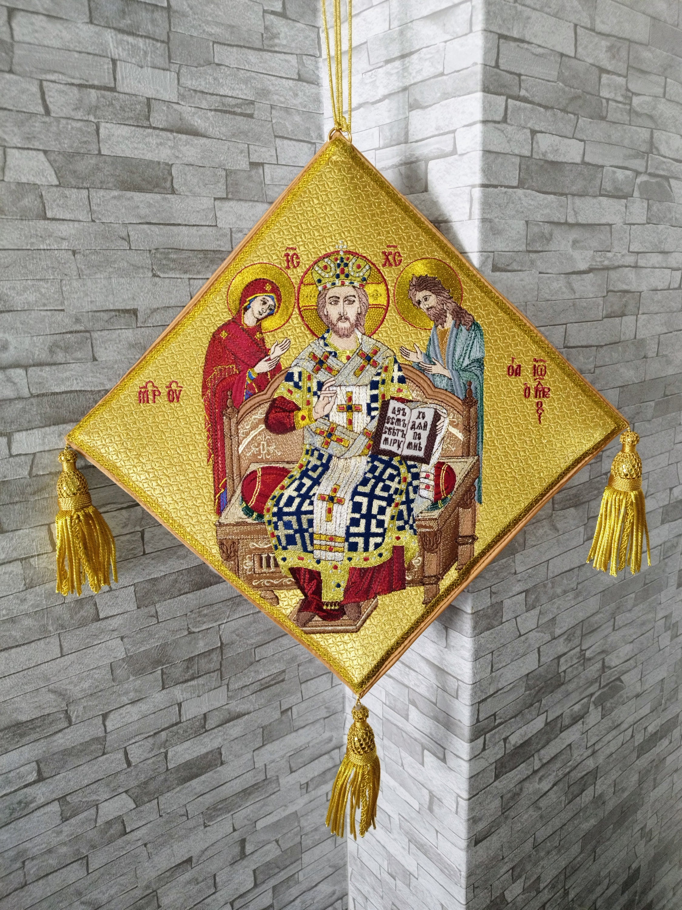 Fully Embroidery Epigonation. Icon of Jesus Christ, Palitsa. Liturgical ...
