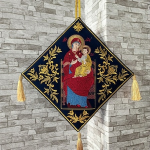 Epigonation für Priester oder Bischof.  Ikone der Theotokos. Maria die Jungfrau. Mutter von Jesus Christus. Palica, Katholik, Geschenk für Priester