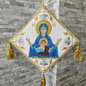 Epigonation for priest or bishop.  Icon of Theotokos. Mary the Virgin. Mother of Jesus Christ. Palica, orthodox, gift for priest
