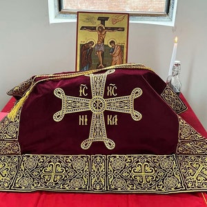 Kelchhüllen-Set. Gestickte Gewänder, östliche Kirche, Priester Bischof Gewänder. Russisch-Orthodoxe Gewänder. Schleier Set. Aer Set.