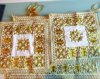Chalice Covers. Embroidered Gold color, Orthodox church, Priest bishop vestments. embroidery vestments
