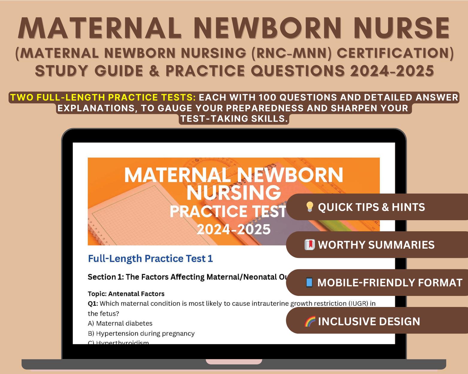 Maternal Newborn Nursing Exam Study Guide 2024-2025: Pass the RNC-MNN ...