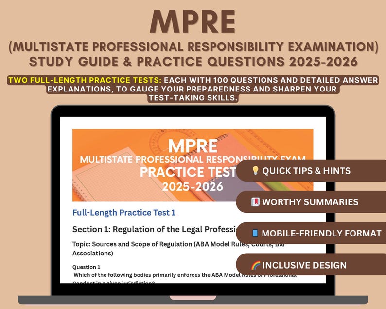 MPRE Study Guide 2025-2026 – Practice Tests & Content Review - Etsy UK