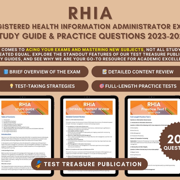 RHIA Exam Study Guide 2023-2024: Healthcare Certification Prep with In-Depth Content Review, Practice Test & Exam Tips for RHIA Test Success