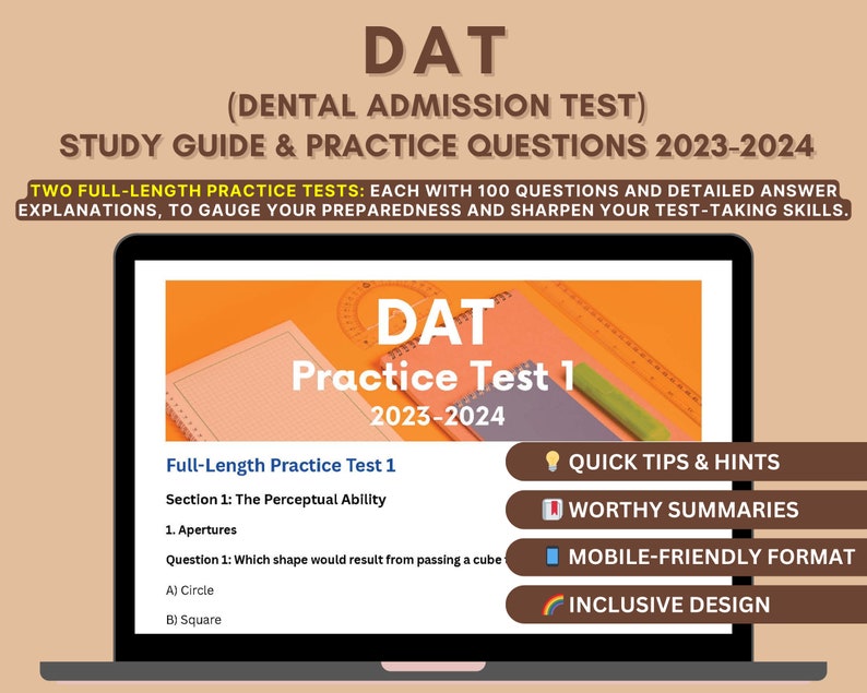 DAT Prep Book 20232024 Dental Admission Test Study Guide Etsy UK