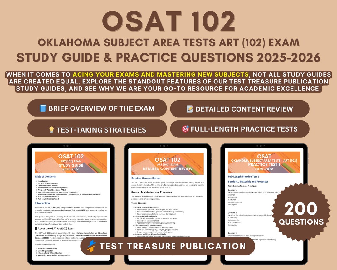 OSAT Art 102 Study Guide: Oklahoma Teacher Certification Exam Prep (digital Download) - Etsy