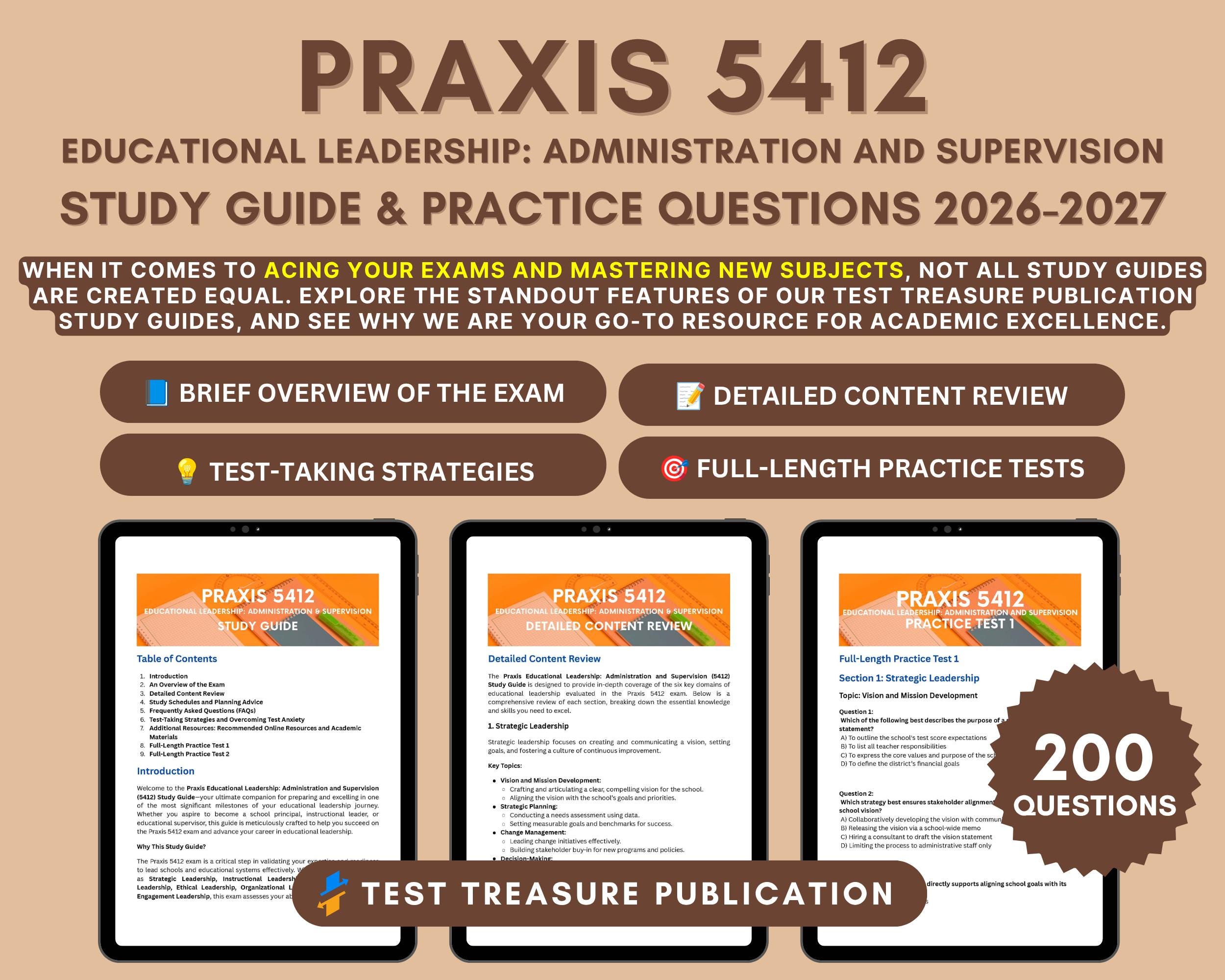 Praxis 5412 Educational Leadership Study Guide 2026-2027: 2 Practice Tests