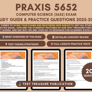 Praxis 5652 Computer Science Study Guide: 2 Practice Tests (PDF Download)