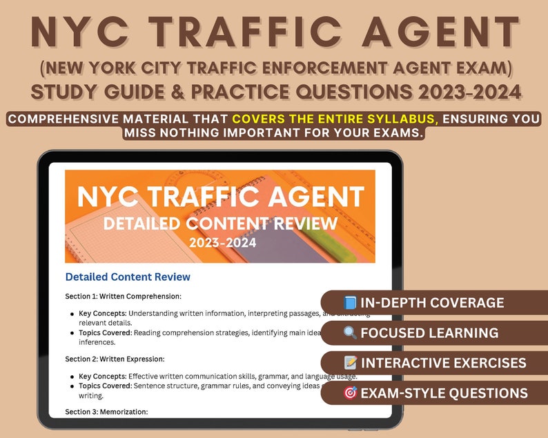 NYC Traffic Enforcement Agent Exam Study Guide 20232024 Etsy UK