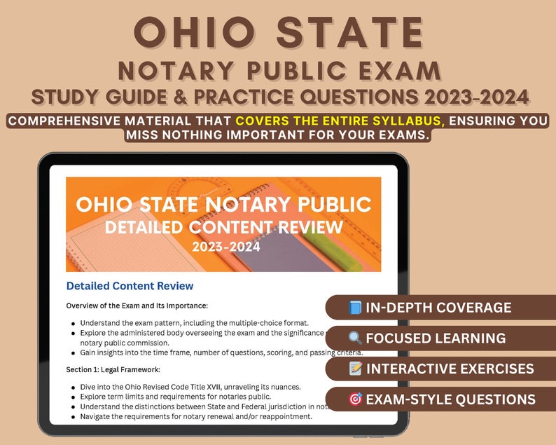 Ohio Notary Public Exam Study Guide 20232024 Indepth Content Review