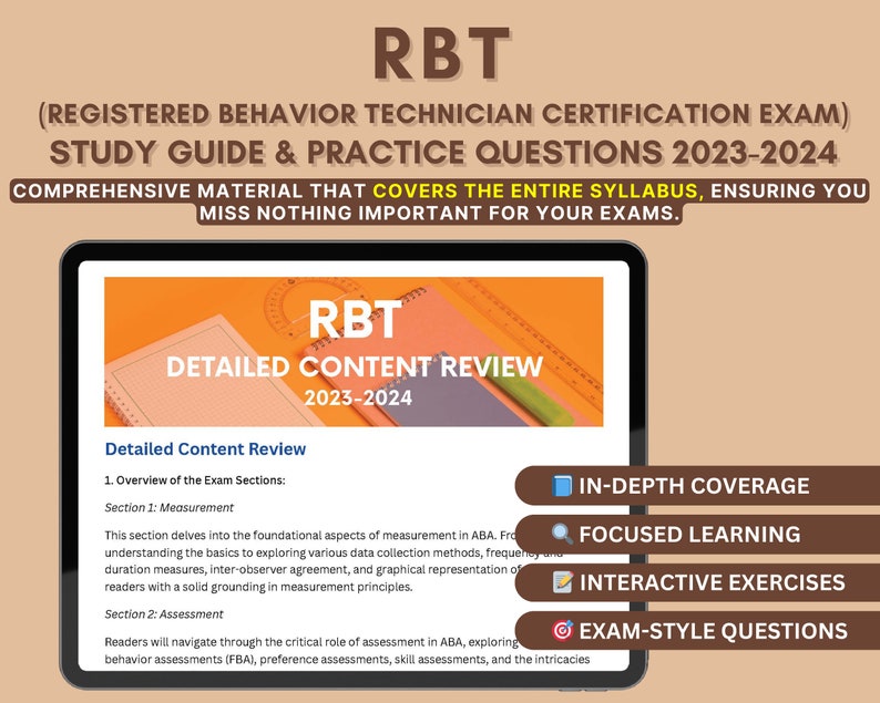 RBT Exam Study Guide 20232024 ABA Certification Made Easy Etsy Hong