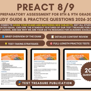 PreACT 8/9 Study Guide: 2 Full Practice Tests (Digital Download)