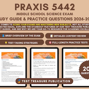 Praxis 5442 Middle School Science Study Guide 2026-2027: 2 Practice Tests