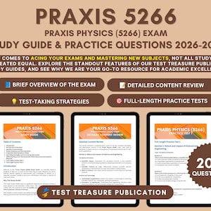 Praxis Physics 5266 Study Guide 2026-2027: Practice Tests & Content Review (Digital Download)