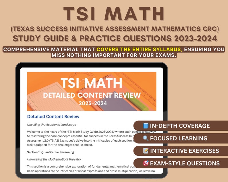 TSI Math Prep Study Guide for 2023-2024: In-depth Content Review
