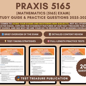 Praxis Mathematik (5165) Studienführer 2025-2026: Mathe-Lehrer-Zertifikat mit ausführlicher Inhaltsübersicht, Prüfungskonzepten & 2 Übungstests