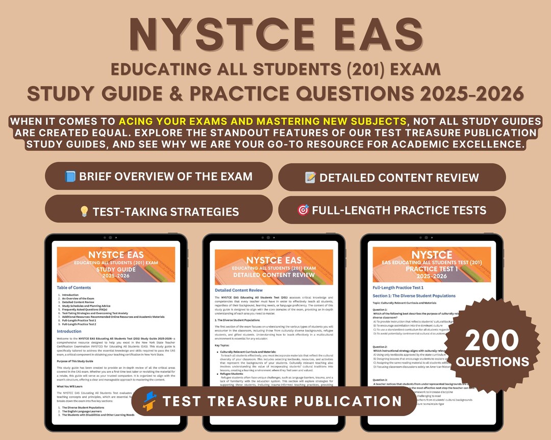 NYSTCE EAS Exam Study Guide: 2025-2026 Teacher Certification Prep - Etsy