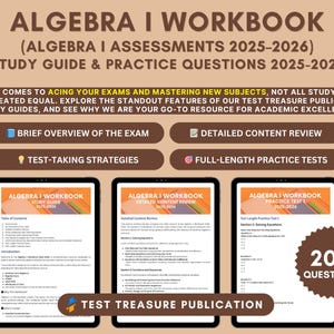 Algebra I Workbook 2025–2026: High School Math EOC Prep with Detailed Content Review, Test-Taking Strategies & 2 Full-Length Practice Tests