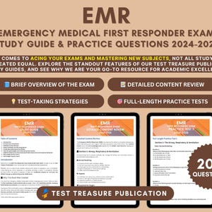 EMR Ersthelfer Studienführer 2024–2025: NREMT Notfallsanitäter Prüfungsvorbereitung mit ausführlicher Inhaltsstudie und zwei Übungstests