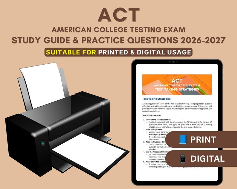 ACT Prep Book 2026-2027: Exam Strategies & Practice Tests - Etsy