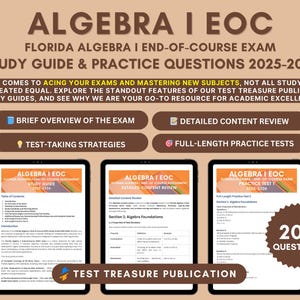 Guida allo studio di Florida Algebra 1 EOC: test pratici e revisione dei contenuti (download digitale)