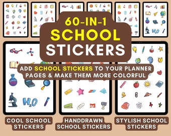 School Sticker Pack for Journals, Planners and Scrapbooking | Academic Stickers, Back to School Sticker, Study Stickers | Goodnotes Stickers