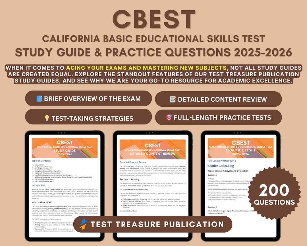 CBEST Exam Prep Book 2025-2026: Reading, Writing, Math + Practice Tests ...