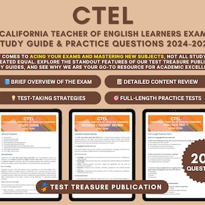 CTEL Exam Study Guide 2024-2025: Detaillierte Inhaltsüberprüfung, Test-Rohlinge und Zwei Übungstests in voller Länge für Lehrer in Kalifornien