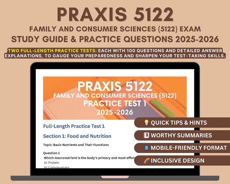 Praxis 5122 Exam Study Guide: Family & Consumer Sciences, 2 Practice