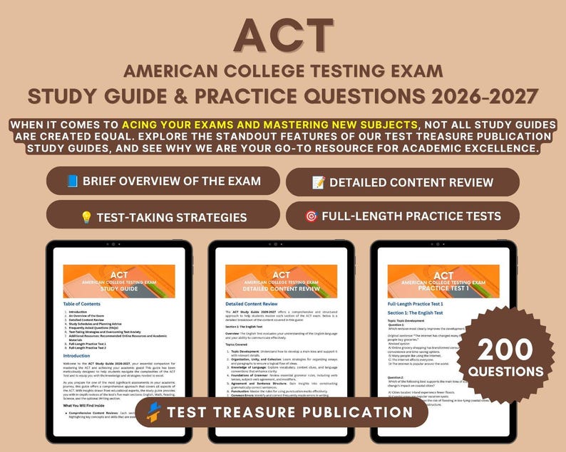 ACT Prep Book 2026-2027: Exam Strategies & Practice Tests - Etsy