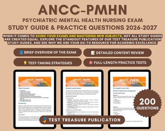ANCC PMHN Exam Study Guide: Psychiatric Mental Health Nursing (Digital Download)
