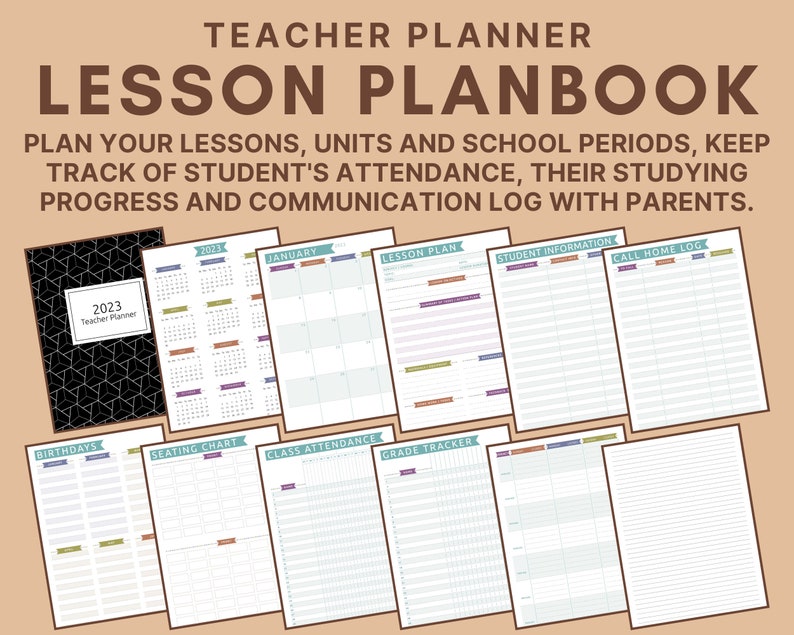 2023 Digital Teacher Planner With Weekly Lesson Plan Student Etsy