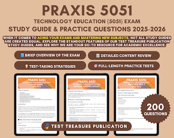 Praxis 5051 Technology Education Exam Study Guide: 2 Practice Tests (Digital Download)