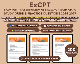 ExCPT Study Guide 2026-2027: Pharmacy Technician Exam Prep