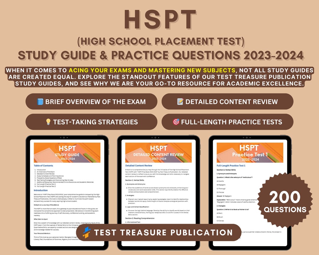 HSPT Study Guide 202324 Master Verbal & Quantitative Skills Etsy France