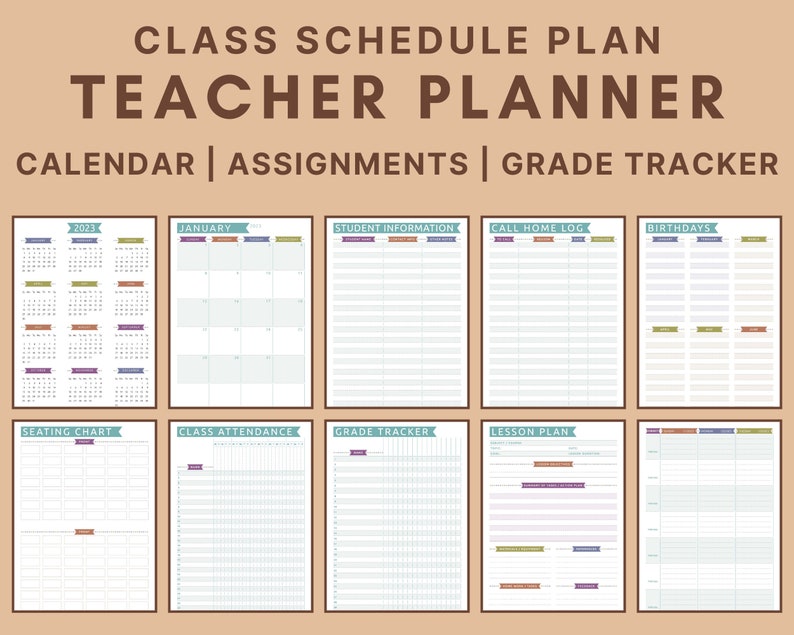 2023 Digital Teacher Planner With Weekly Lesson Plan Student Etsy