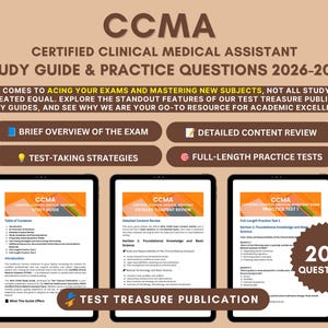 CCMA-examensstudieguide 2026-2027 – NHA-förberedelser, övningsprov (digital nedladdning)