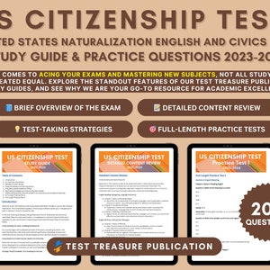 US Citizenship Test Study Guide 2023-2024: In-Depth Content Review for English Reading, Writing, Civics, American Government, and History