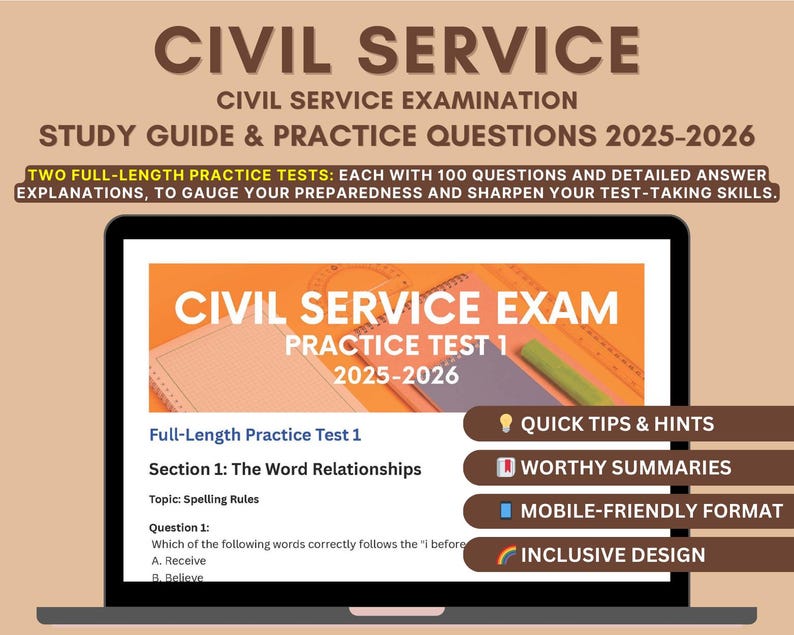 Civil Service Exam Study Guide: 200+ Practice Questions - Etsy