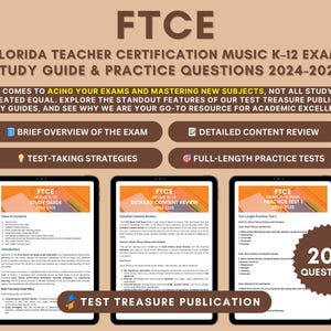 FTCE Music K-12 Studienleitfaden 2024-2025: Detaillierte Inhaltsüberprüfung, Test-nehmende Techniken & Übungstests für angehende Musiklehrer in Florida