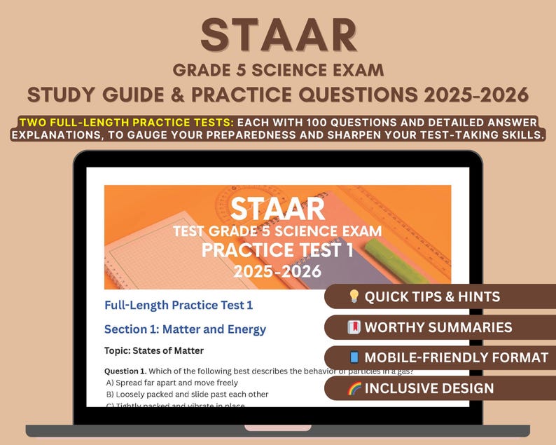 STAAR Grade 5 Science Study Guide: Teks-aligned Practice Tests - Etsy