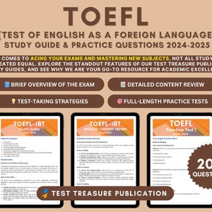 Guida allo studio TOEFL-iBT 2024-2025: domande pratiche con risposte dettagliate, capacità di lettura, ascolto, conversazione e scrittura per la preparazione all'esame TOEFL