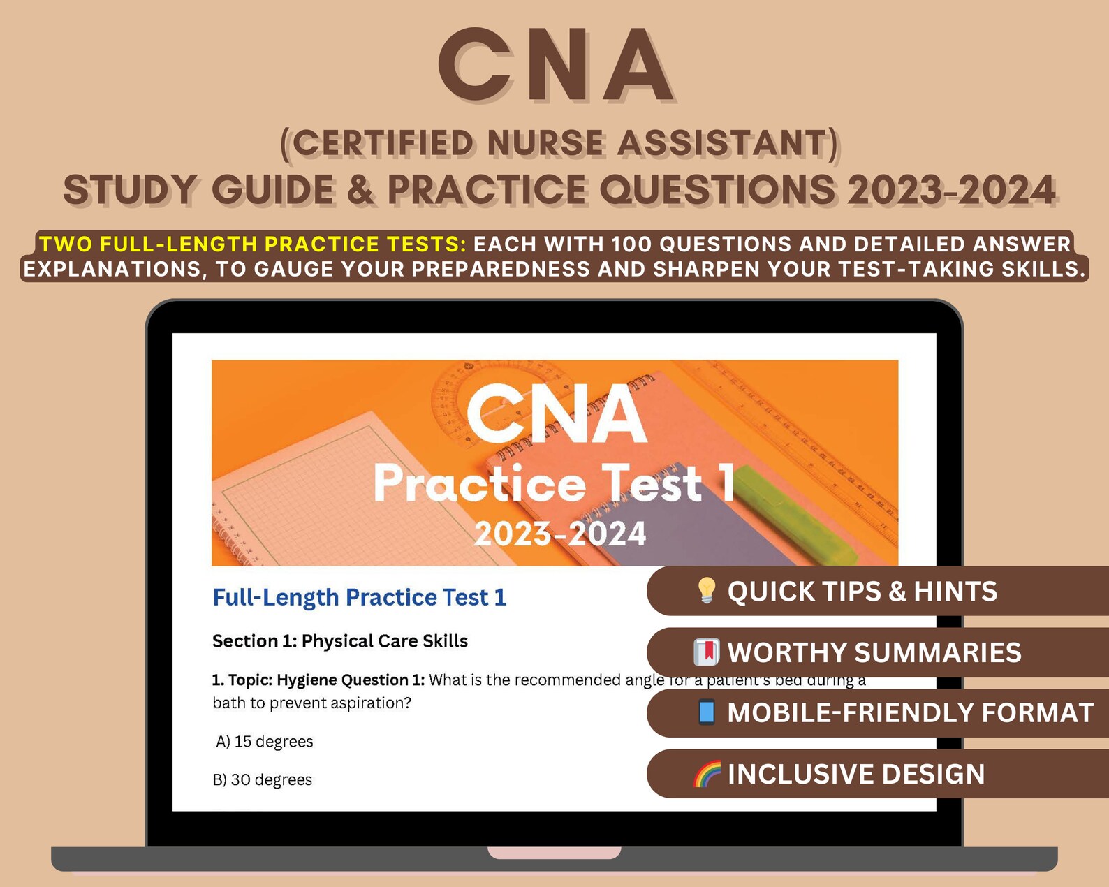 CNA Study Guide 20232024 Indepth Content Review, Practice Tests