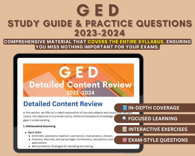 GED Exam Study Guide 20232024 GED Test Prep Math, Language Arts
