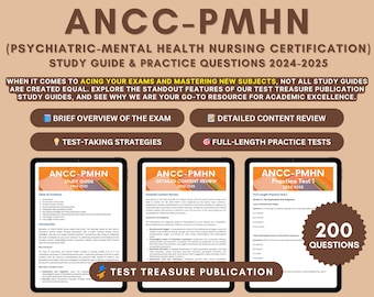 Psychiatric Mental Health Nursing Study Guide: ANCC PMHN Exam Practice Test, Nursing Exam Prep, Nursing Notes, ANCC Exam, Nursing Test Prep