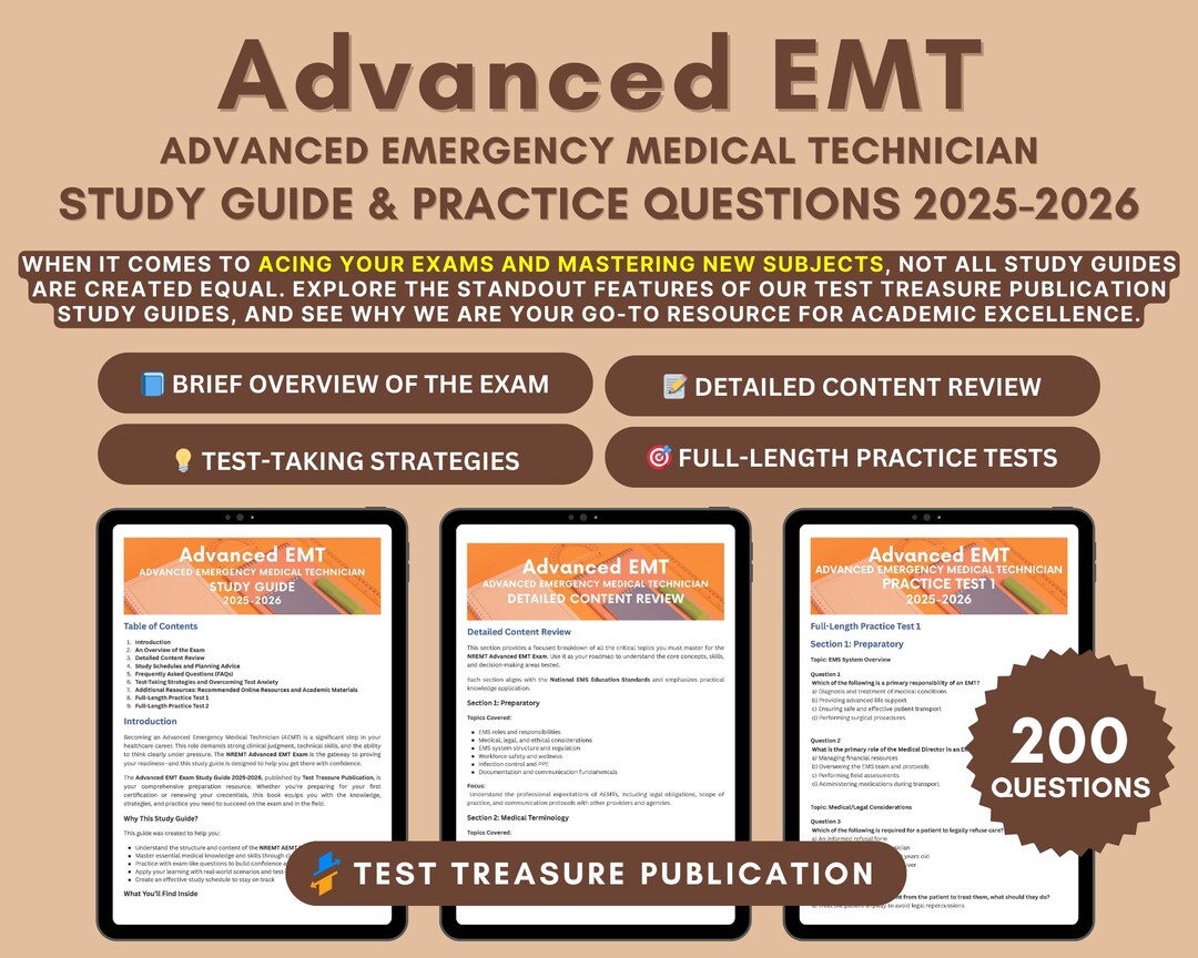 AEMT Exam Study Guide 2025-2026: NREMT Certification Prep, 2 Practice Tests (digital Download ...